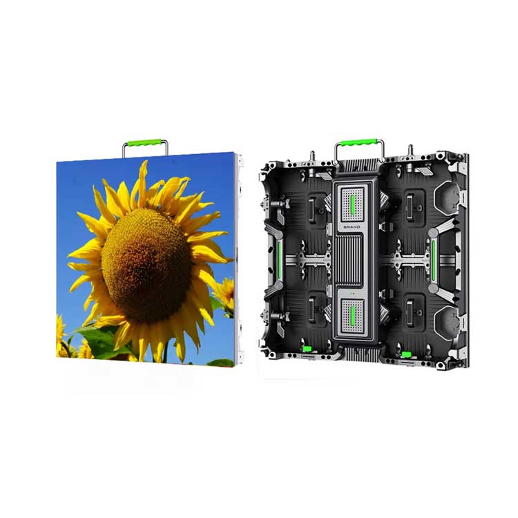 An image of a led screen with sunflowers on it.